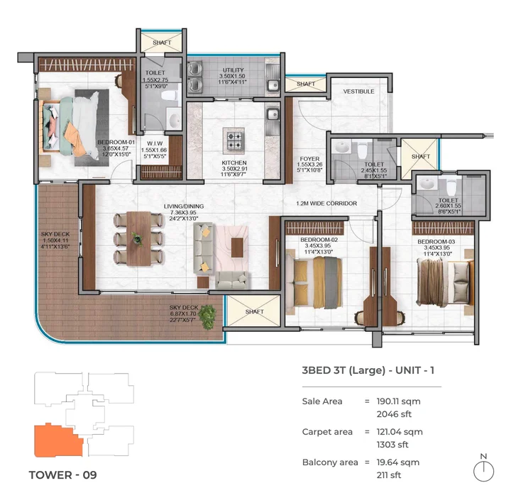 Nambiar District 25 3 BHK floor plan layout