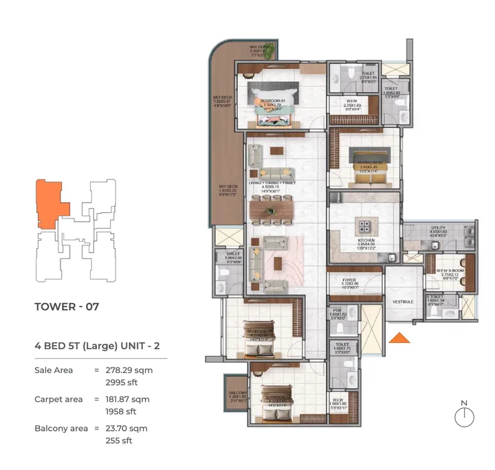 4 BHK 5T large floor plan